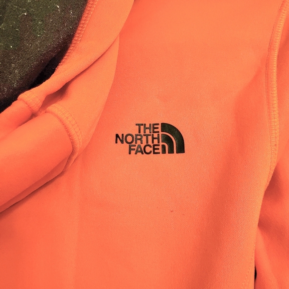 The North Face Hoodie Size Medium Black Logo Print Pink/Orange Sweatshirt Neon - Picture 7 of 12